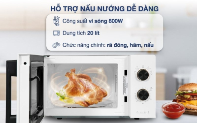 Lò vi sóng Electrolux EMM20K22W 20 lít có chế độ nướng